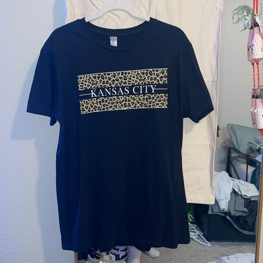 Kansas City Black/ Leopard Print T Shirt